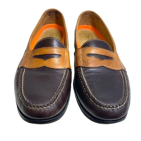 Cole Haan Two Tone Pinch Penny Loafers Mens 10 Medium Slip One C14473 Brown Tan