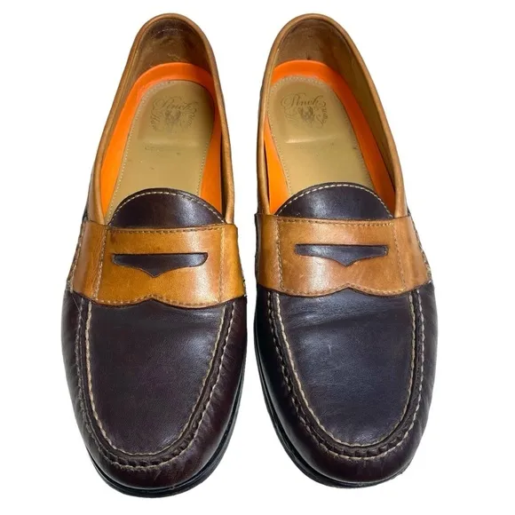 Cole Haan Two Tone Pinch Penny Loafers Mens 10 Medium Slip One C14473 Brown Tan
