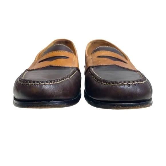 Cole Haan Two Tone Pinch Penny Loafers Mens 10 Medium Slip One C14473 Brown Tan