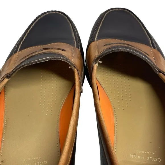 Cole Haan Two Tone Pinch Penny Loafers Mens 10 Medium Slip One C14473 Brown Tan