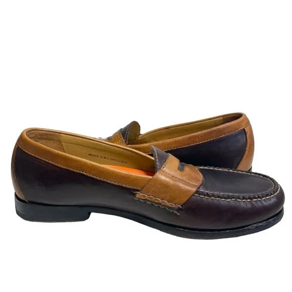 Cole Haan Two Tone Pinch Penny Loafers Mens 10 Medium Slip One C14473 Brown Tan