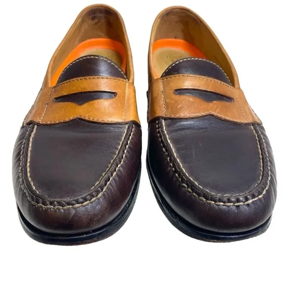 Cole Haan Two Tone Pinch Penny Loafers Mens 10 Medium Slip One C14473 Brown Tan