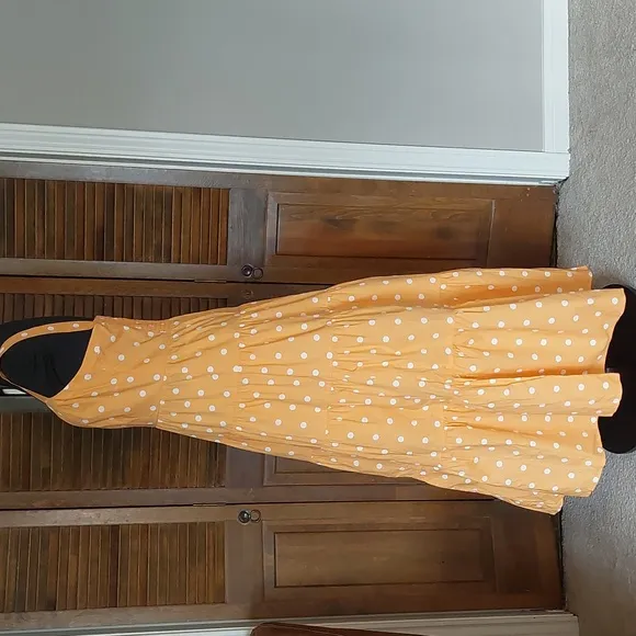 Color Me Courtney Orange Cuti Polka Dot Maxi Dress Sz 8