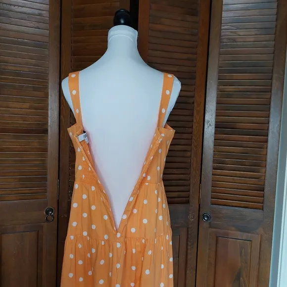 Color Me Courtney Orange Cuti Polka Dot Maxi Dress Sz 8