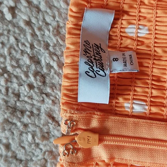 Color Me Courtney Orange Cuti Polka Dot Maxi Dress Sz 8