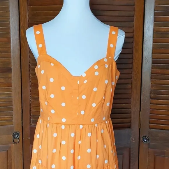 Color Me Courtney Orange Cuti Polka Dot Maxi Dress Sz 8