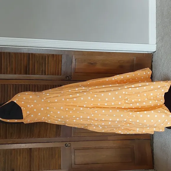 Color Me Courtney Orange Cuti Polka Dot Maxi Dress Sz 8