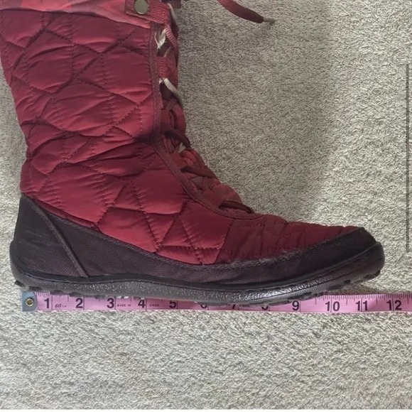Columbia Red Mid Calf Lace Up Winter Snow Boots With Faux Fur Trim 9