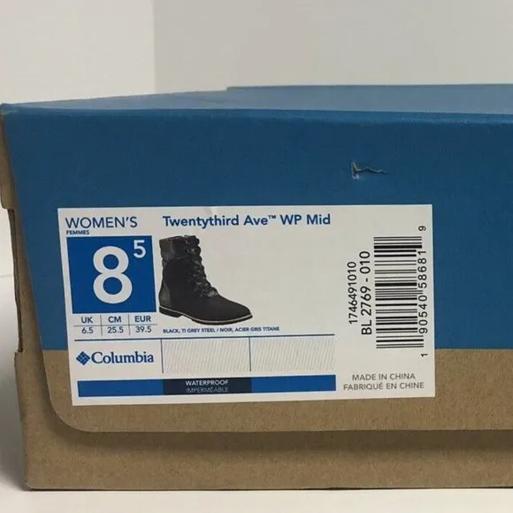 Columbia Women's Twentythird Ave Mid Calf Waterproof Black Boots, Size 8.5M