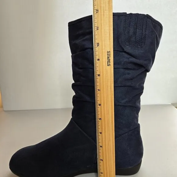 ComfortView Aneela Navy Blue Faux Suede Wide Calf Boots Sz 9.5 WW