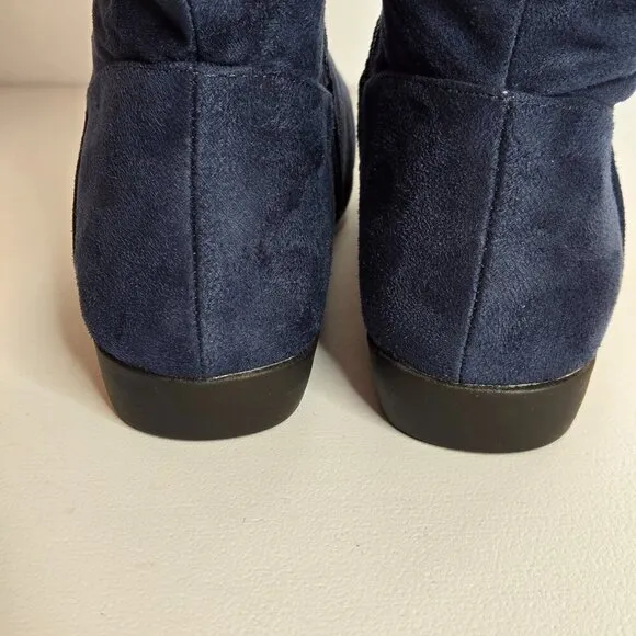ComfortView Aneela Navy Blue Faux Suede Wide Calf Boots Sz 9.5 WW