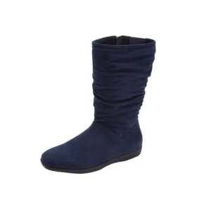 ComfortView Aneela Navy Blue Faux Suede Wide Calf Boots Sz 9.5 WW