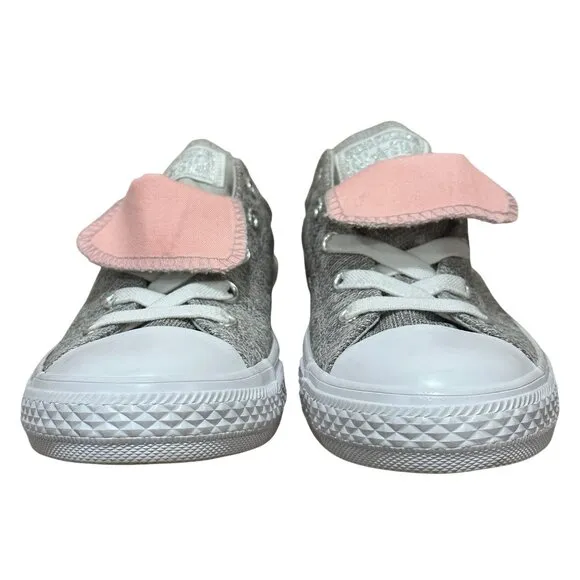 Converse All Star Maddie Slip Low Top Junior Sneakers Grey Pink Size Girls 3