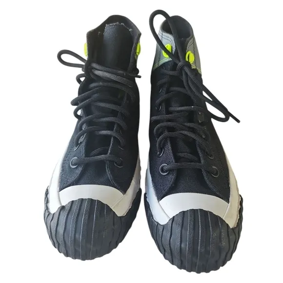 Converse Black and Gray High-Top Sneakers with Rugged Sole