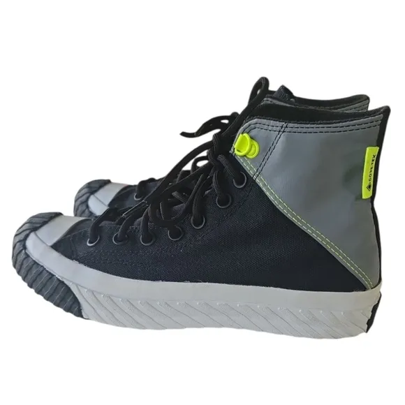 Converse Black and Gray High-Top Sneakers with Rugged Sole