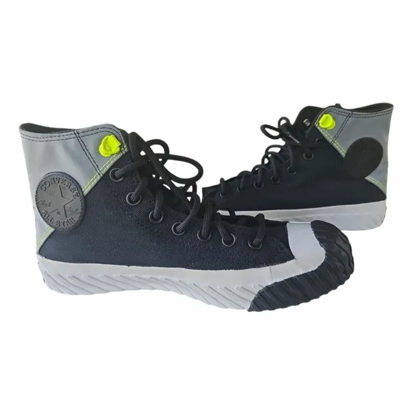 Converse Black and Gray High-Top Sneakers with Rugged Sole