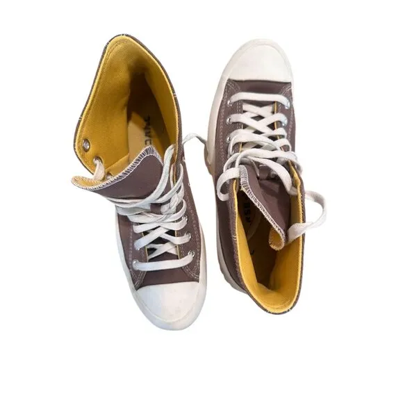 Converse Chuck Taylor All Star Lugged 2.0 Platform Denim Womens 9 Mens 7 Brown