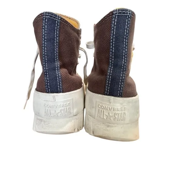 Converse Chuck Taylor All Star Lugged 2.0 Platform Denim Womens 9 Mens 7 Brown