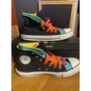 Converse Neon Rare Double Lace Mens US6 Womens US8 Black Green Pink NEW In Box