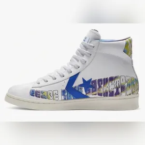 Converse White High-Top Sneakers with Blue Star 7