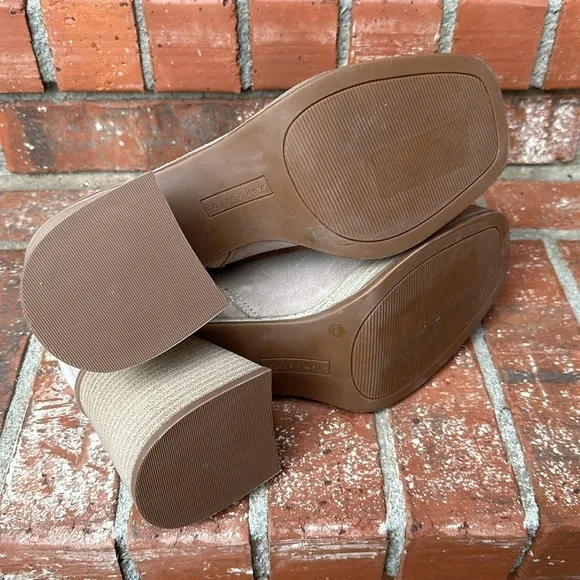 Copper Key Solstice Tan Neutral Leather Chunky Platform Ankle Boots Size 9.5