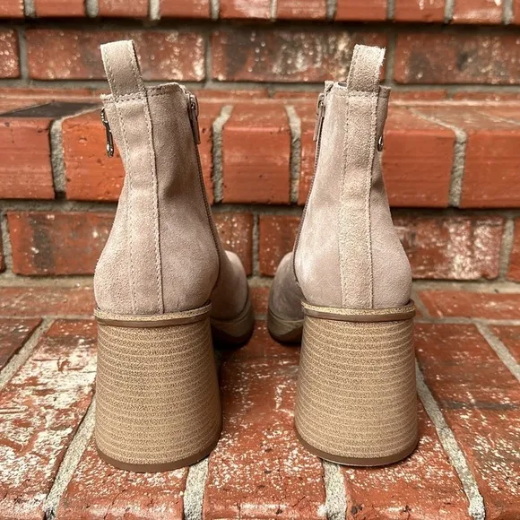 Copper Key Solstice Tan Neutral Leather Chunky Platform Ankle Boots Size 9.5