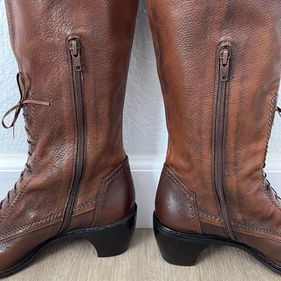 COPY - NWOT $450 Stuart Weitzman Heeled High Brown Leather Laced Boots