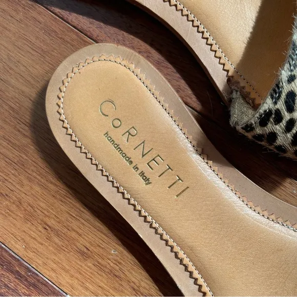 CoRNETTI Tan and Leopard Print Women's Sandals Made in Italy Leather Summer 40