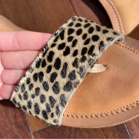 CoRNETTI Tan and Leopard Print Women's Sandals Made in Italy Leather Summer 40