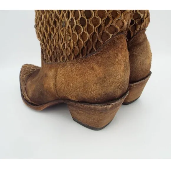 Corral Mexico C3182 Brown Leather Laser Cut Western Boots Size 9M