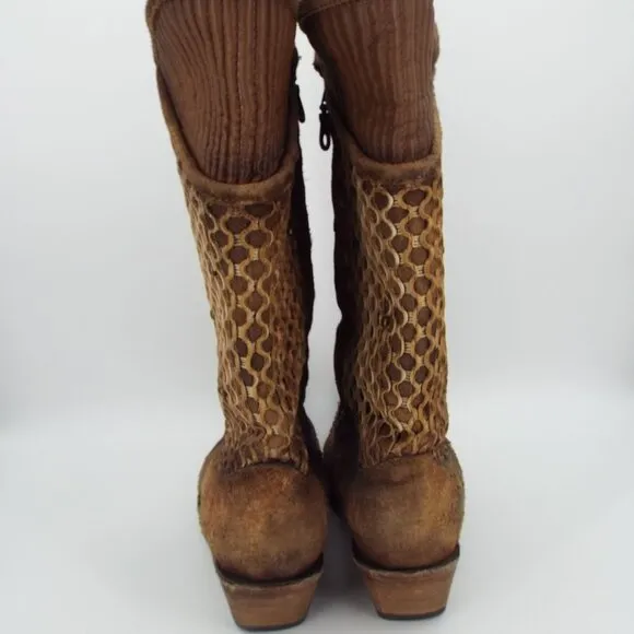 Corral Mexico C3182 Brown Leather Laser Cut Western Boots Size 9M