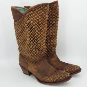 Corral Mexico C3182 Brown Leather Laser Cut Western Boots Size 9M