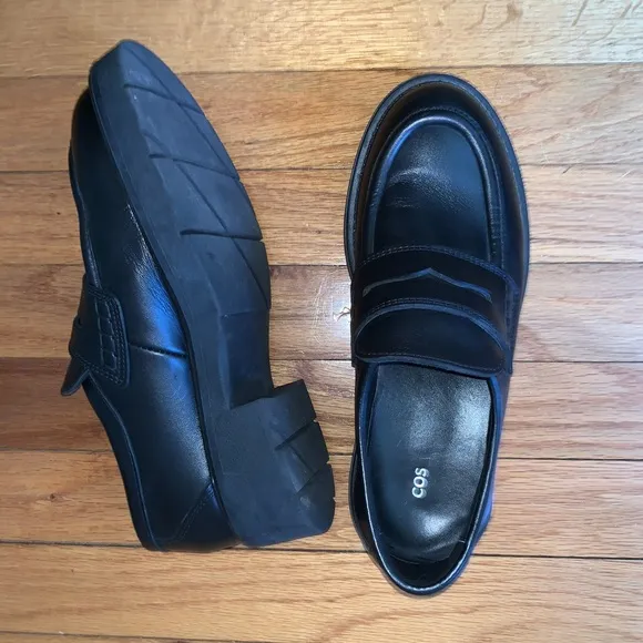 COS Chunky Penny Platform Leather Loafers 38/ 8