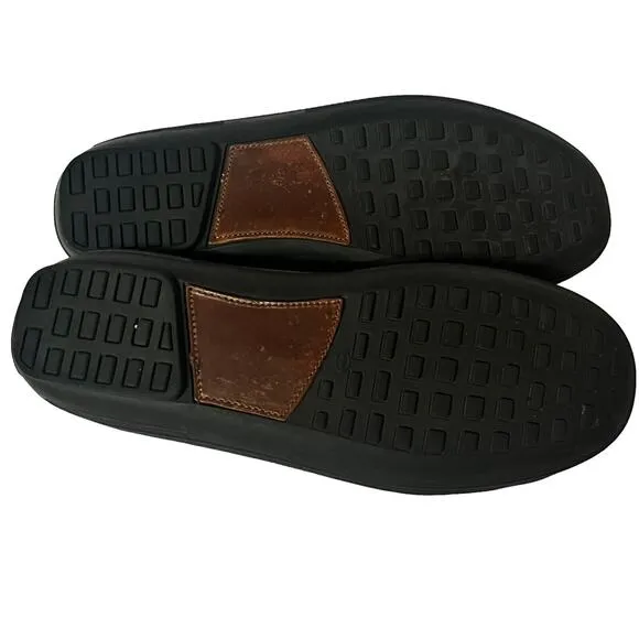 Country Club Prep Loafers Driving Shoes •Men 11 W• Brown Leather Gold Bit $199