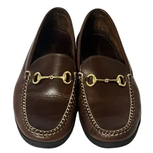 Country Club Prep Loafers Driving Shoes •Men 11 W• Brown Leather Gold Bit $199