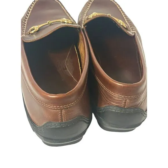 Country Club Prep Loafers Driving Shoes •Men 11 W• Brown Leather Gold Bit $199