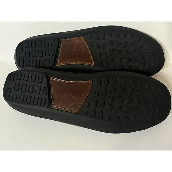 Country Club Prep Loafers Driving Shoes •Men 11 W• Brown Leather Gold Bit $199