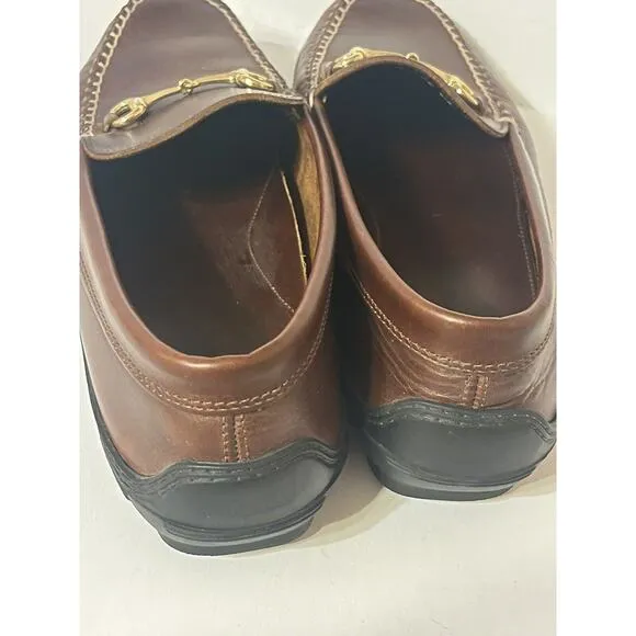 Country Club Prep Loafers Driving Shoes •Men 11 W• Brown Leather Gold Bit $199