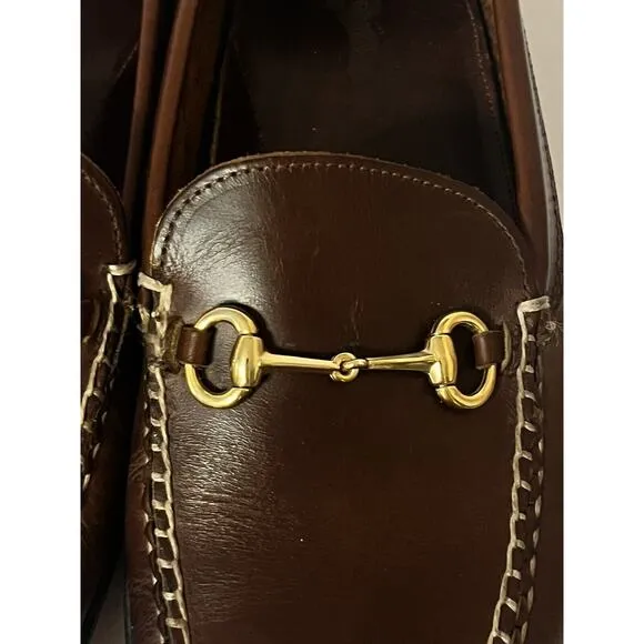 Country Club Prep Loafers Driving Shoes •Men 11 W• Brown Leather Gold Bit $199