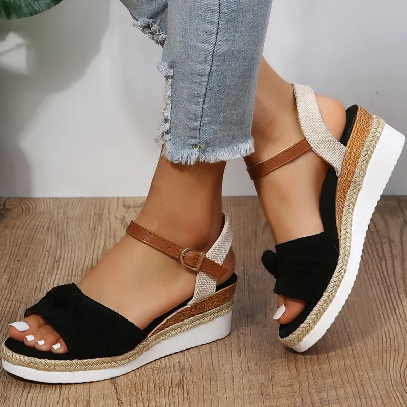 creamtopmall Women's Espadrilles Platform Sandals Casual Ankle Strap Wedge Sandles for Women Summer  Thick Sole Gladiator Sandalias Mujer