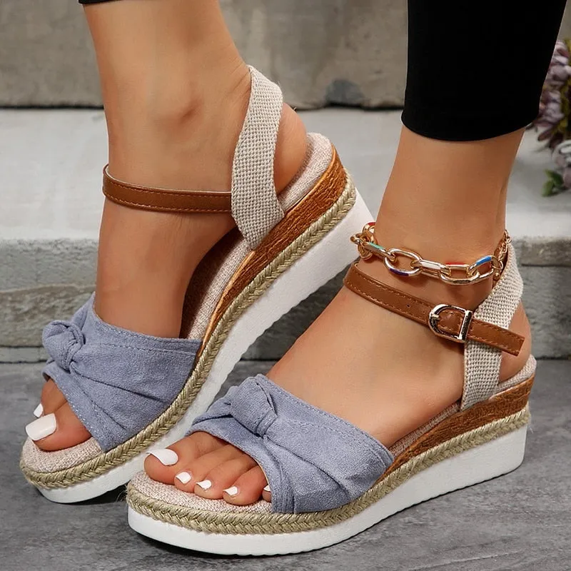 creamtopmall Women's Espadrilles Platform Sandals Casual Ankle Strap Wedge Sandles for Women Summer  Thick Sole Gladiator Sandalias Mujer