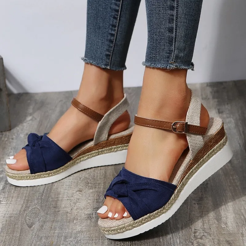 creamtopmall Women's Espadrilles Platform Sandals Casual Ankle Strap Wedge Sandles for Women Summer  Thick Sole Gladiator Sandalias Mujer