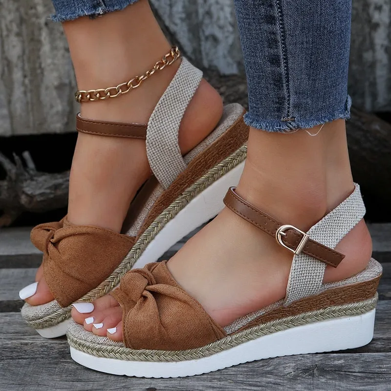 creamtopmall Women's Espadrilles Platform Sandals Casual Ankle Strap Wedge Sandles for Women Summer  Thick Sole Gladiator Sandalias Mujer