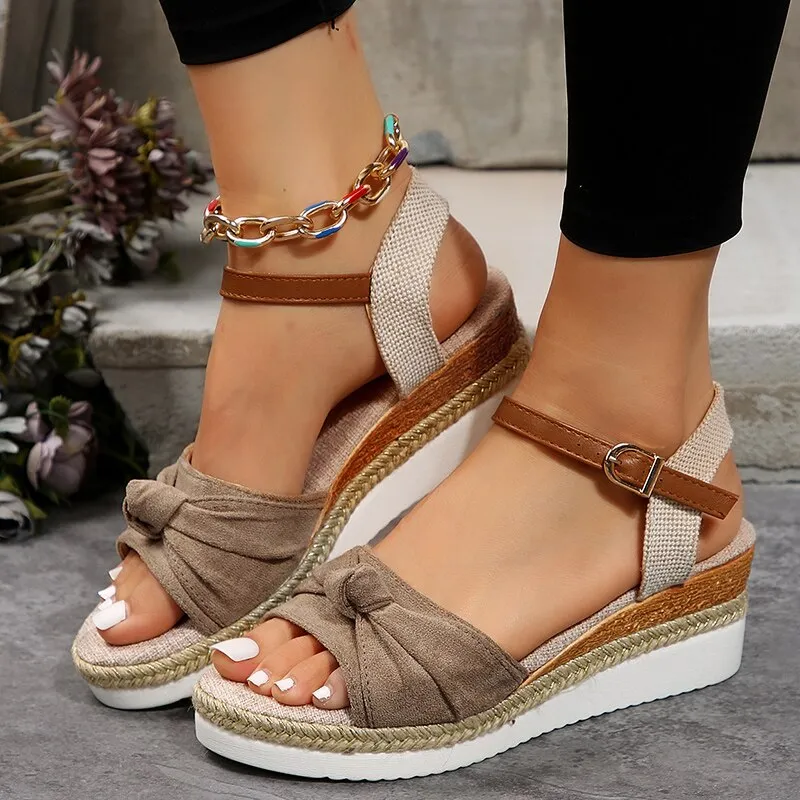 creamtopmall Women's Espadrilles Platform Sandals Casual Ankle Strap Wedge Sandles for Women Summer  Thick Sole Gladiator Sandalias Mujer