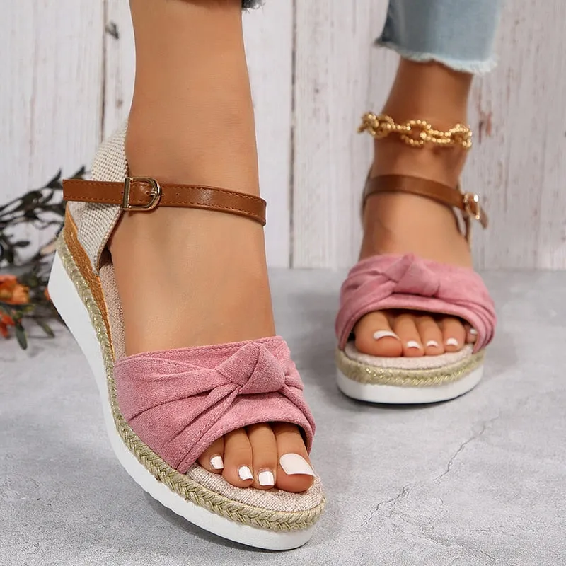 creamtopmall Women's Espadrilles Platform Sandals Casual Ankle Strap Wedge Sandles for Women Summer  Thick Sole Gladiator Sandalias Mujer