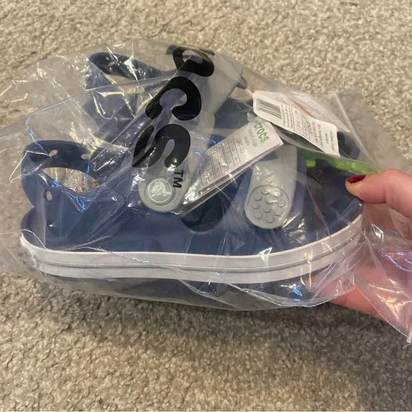 Crocs Crocband Sandals NEW Sz 1 Blue Gray Open Toe Youth Kids