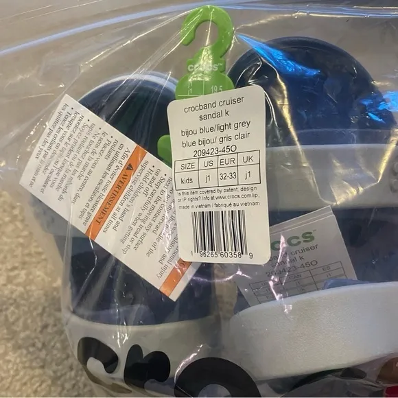 Crocs Crocband Sandals NEW Sz 1 Blue Gray Open Toe Youth Kids