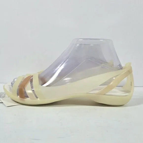 Crocs Isabella Huarache 2 Flat Womens Size 8 Oyster Gold Slip On Strappy Sandal