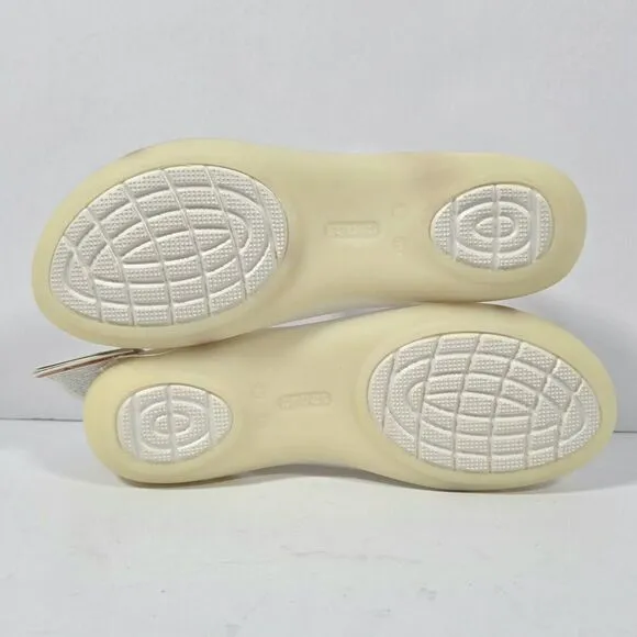 Crocs Isabella Huarache 2 Flat Womens Size 8 Oyster Gold Slip On Strappy Sandal