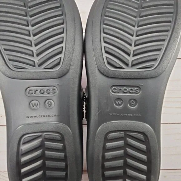 Crocs Monterey Diamante Womens Size 9 Black Thong Flip Flop Wedge Sandals 206343